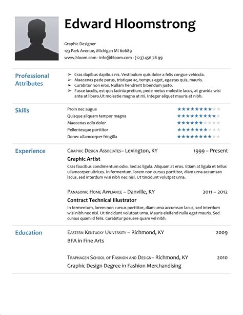 Resume template with photo free download